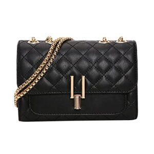 YXBQueen Womens Black Purse Quilted Crossbody Bags for Women Over the Shoulder Purses with Chain