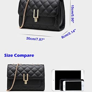 YXBQueen Womens Black Purse Quilted Crossbody Bags for Women Over the Shoulder Purses with Chain