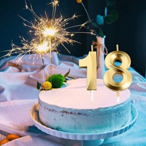 18th Birthday Candles,Gold Number 18 Cake Topper for Birthday Decorations Party Decoration