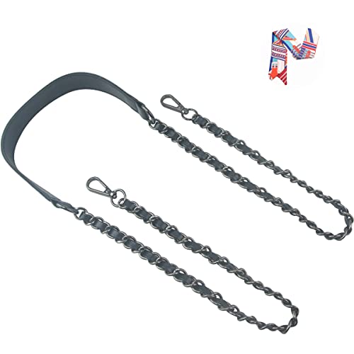 SUPXINJIA Purse Chain Strap - Microfiber Leather - Replacement for Crossbody Shoulder Bag - 51 Inch Long (Black)