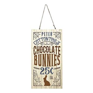 farmhouse easter decor hanging wood wall sign (vertical chocolate bunnies)