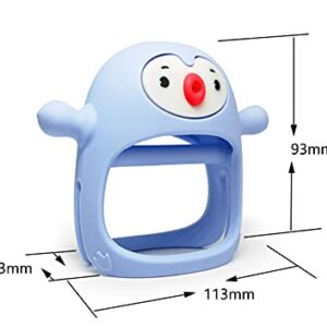 Smily Mia Penguin Buddy Never Drop Silicone Teething Toys for Babies 0-6month,Infant Hand Teether Pacifiers for 0-6Months Breastfeeding Babies, Easter Baby Basket Stuffers for 3-6Months,Light Blue