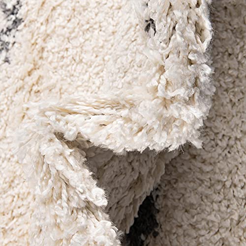 Rugs.com Serenity Shag Collection Rug, 4*6ft White Shag Rug Perfect for Living Rooms, Large Dining Rooms, Open Floorplans