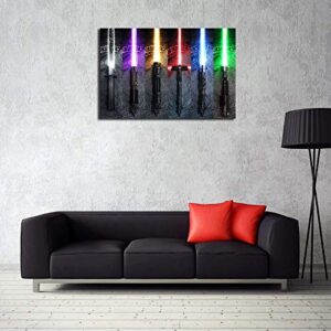 Star Wars: Lightsaber HD Canvas Art Poster, Suitable for Home Wall Decoration (24x36inch,B-NO Frame), Bedroom