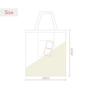 Green White Flowers Decorative Pattern Stamp Shopping Ecofriendly Storage Canvas Tote Bag