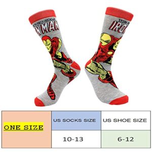 PoiLee Mens Novelty Crew Socks 5 Pack Funny Crazy Cool Superhero Patterned Character Dress Socks, Size 10-13