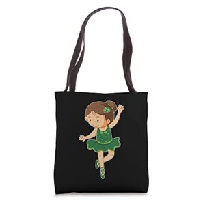 girls st. patrick’s day cute dancing princess shamrock irish tote bag