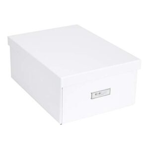 bigso katia collapsible storage box | photo storage box with labelframe for easy identification | simple assembly without tools | decorative storage boxes with lids | 11.3″ x 15.4″ x 6.4″ | white