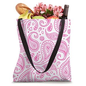 White and Pink Paisley Pattern Bandana Tote Bag