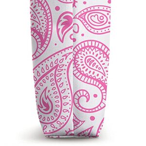 White and Pink Paisley Pattern Bandana Tote Bag