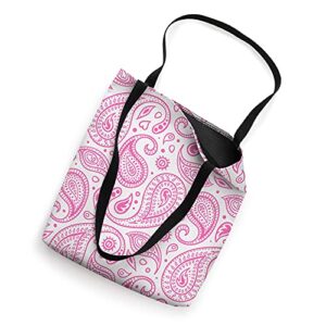 White and Pink Paisley Pattern Bandana Tote Bag