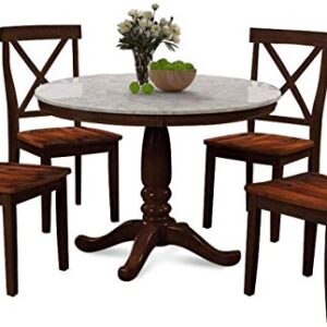 Harper & Bright Designs 5-Piece Farmhouse Round Dining Table and Padded Chair Set-Round Dining Table with Cushion Chairs, Wood Dining Table Set for Family Dining Area