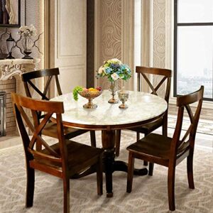 Harper & Bright Designs 5-Piece Farmhouse Round Dining Table and Padded Chair Set-Round Dining Table with Cushion Chairs, Wood Dining Table Set for Family Dining Area