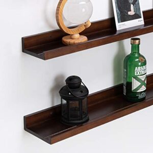 AZSKY Espresso Floating Shelves 48in Long Picture Shelf Wood Denver Modern Wall Mount Narrow Wall Shelf Picture Ledge-3 Different Sizes Mounting Hardware Included Pine (48inch set3)