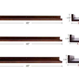 AZSKY Espresso Floating Shelves 48in Long Picture Shelf Wood Denver Modern Wall Mount Narrow Wall Shelf Picture Ledge-3 Different Sizes Mounting Hardware Included Pine (48inch set3)