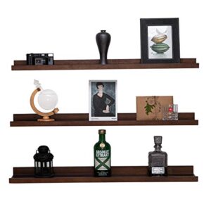 AZSKY Espresso Floating Shelves 48in Long Picture Shelf Wood Denver Modern Wall Mount Narrow Wall Shelf Picture Ledge-3 Different Sizes Mounting Hardware Included Pine (48inch set3)