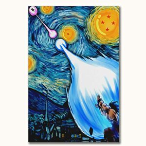 starry night theme wall poster dragonball z starry night print poster 16″ x 24″ bedroom living, unframed