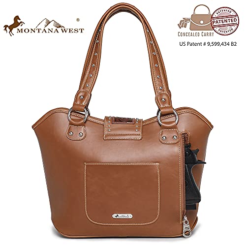 Montana West Women Shoulder Bag Hobo Handbag Fashion Tooling Tote Bag with Detachable Holster WRLH-8005BR