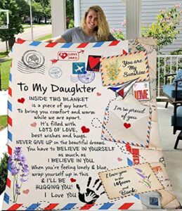 fleece blanket to my daughter from mom dad you are my sunshine blanket ultra-soft micro light weight warm bed throw blanket (to my daughter, 80″x60″)