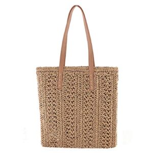 Meyaus Women Large Straw Woven Shoulder Bag Bohemian Beach Travel Top-handle Bag Tote