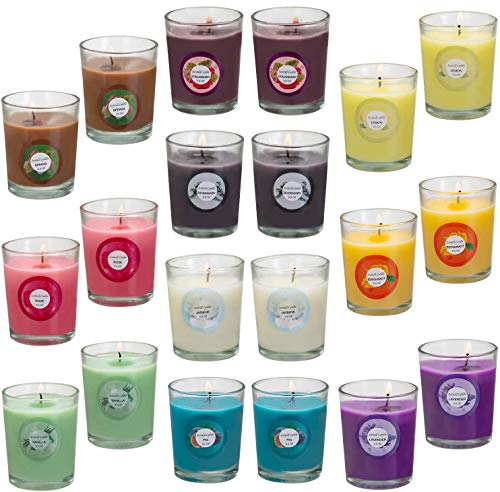 Onebird Scented Candles, Anxiety Reducer Jasmine, Rose, Vanilla, Bergamot, fig, Lavender, Lemon, Spring,Strawberry, Rosemary, Aromatherapy Organic Massage Candles - 20 Pack