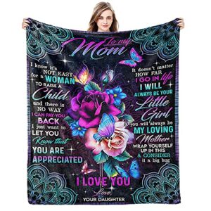 gift for mom blanket best for mother birthday from daughter with i love you forever letter mother’s day ultra-soft flannel fleece throw 60×50 inch