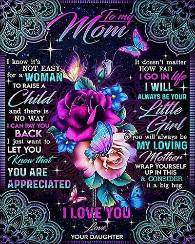 Gift for Mom Blanket Best for Mother Birthday from Daughter with I Love You Forever Letter Mother's Day Ultra-Soft Flannel Fleece Throw 60x50 Inch