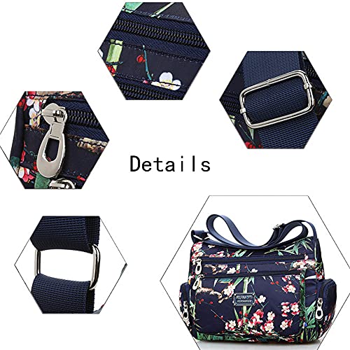 Floral Shoulder Bag Rural Style Fashion Women Bag European and American Style Vintage Bag Lightweight Zippers Messenger Bag (Ayaka)