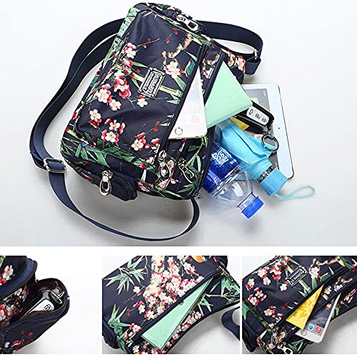 Floral Shoulder Bag Rural Style Fashion Women Bag European and American Style Vintage Bag Lightweight Zippers Messenger Bag (Ayaka)