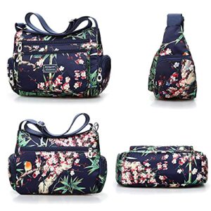 Floral Shoulder Bag Rural Style Fashion Women Bag European and American Style Vintage Bag Lightweight Zippers Messenger Bag (Ayaka)