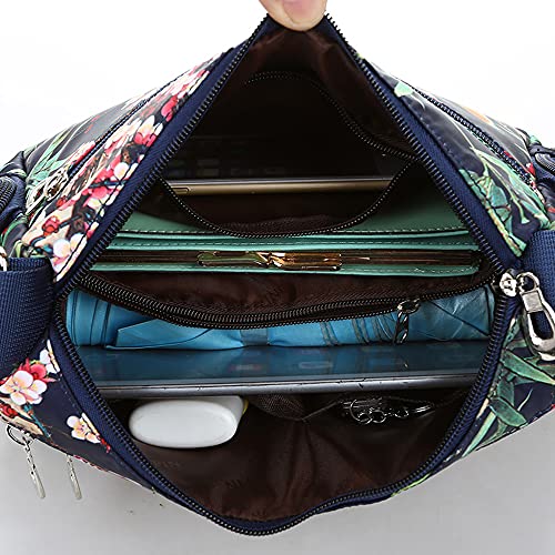 Floral Shoulder Bag Rural Style Fashion Women Bag European and American Style Vintage Bag Lightweight Zippers Messenger Bag (Ayaka)