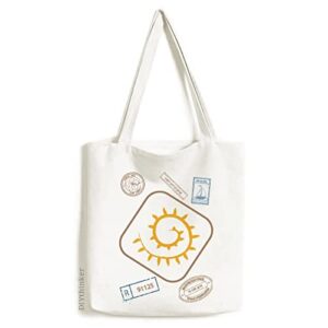 hand painting sunshine leaves vine stamp shopping ecofriendly storage canvas tote bag