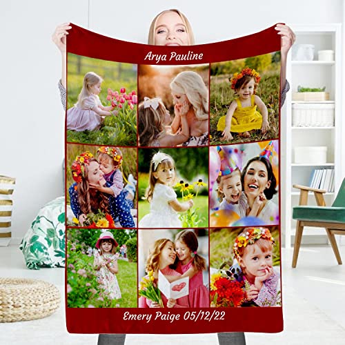 EAQ Custom Blanket with Picture Custom Collage Blanket Make a Customized Throw Blanket for Kids/Adults/Family, Souvenir, Gift