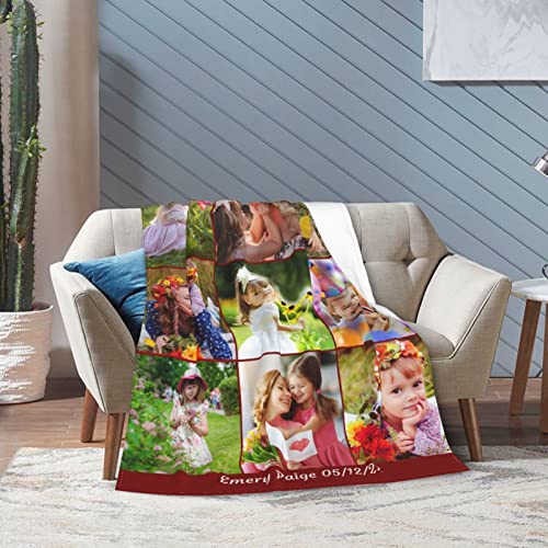 EAQ Custom Blanket with Picture Custom Collage Blanket Make a Customized Throw Blanket for Kids/Adults/Family, Souvenir, Gift