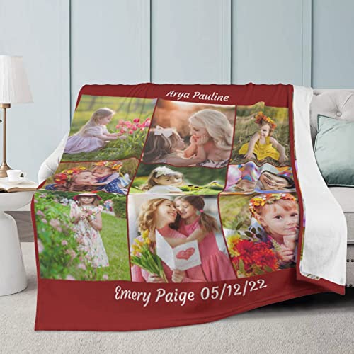 EAQ Custom Blanket with Picture Custom Collage Blanket Make a Customized Throw Blanket for Kids/Adults/Family, Souvenir, Gift