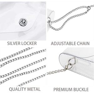 Vorspack Clear Purse Gift for Women Stadium Approved Clear Crossbody Bag Cute for Sports Concert Prom Party Present with Removable & Detachable Chain - Clear(Silver Chain)