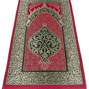 POLAT Muslim Prayer Rug - Prayer Mat Muslim for Men and Women - Perfect Ramadan Gifts - Kufi Hat - Special Turkish Design Portable Prayer Mat, Prayer Beads and Prayer Cap (ClaretRed)