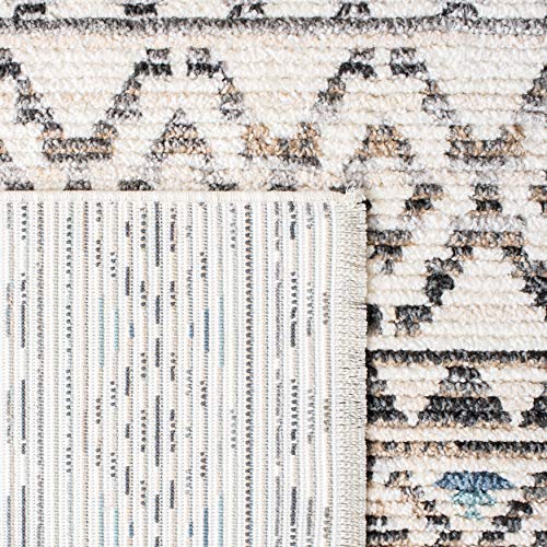 SAFAVIEH Sedona Collection 8' x 10' Ivory/Grey SED883A Moroccan Boho Tribal Non-Shedding Living Room Bedroom Dining Home Office Area Rug