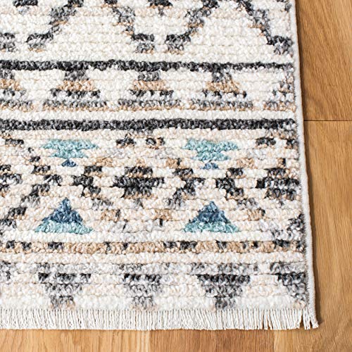 SAFAVIEH Sedona Collection 8' x 10' Ivory/Grey SED883A Moroccan Boho Tribal Non-Shedding Living Room Bedroom Dining Home Office Area Rug