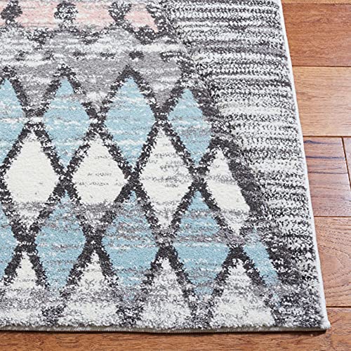 Safavieh Carousel Kids Collection 4' x 6' Grey / Pink CRK117F Boho Distressed Area Rug