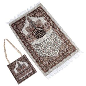 VOSAREA Muslim Prayer Rug Tassel Geometric Printing Prayer Mat Portable Carpet for Meditation Pilgrimage