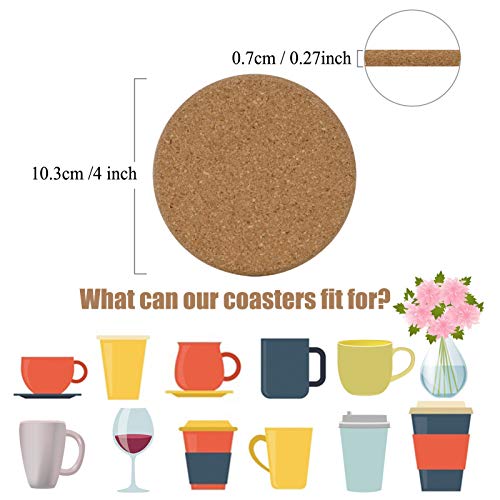 Adorever 8 Pcs Drink Coasters with Holder, Upgraded Extra Thick Sturdy Coasters for Drinks Absorbent Cork Coasters, Coasters for Coffee Table Tabletop Protection, Housewarming Gift Home Decor