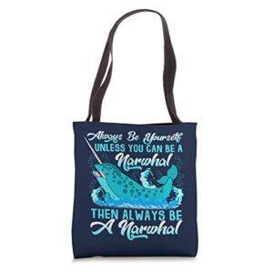 always be a narwhal kids youth boys girls tote bag