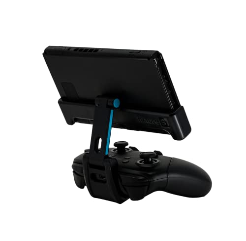 Fixture S1 Gaming Console Monitor and Controller Mount Compatible with Nintendo Switch and Pro Controller, Adjustable Video Game Holder Stand Clip, Red/Blue