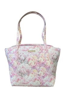 betsey johnson greer triple compartment tote white/pink one size