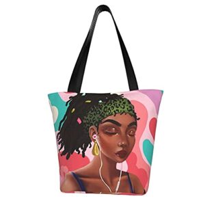 african american women tote bag shoulder handbag for work travel business shopping school gift bag with zipper, inner pocket