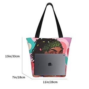 African American Women Tote Bag Shoulder Handbag For Work Travel Business Shopping School Gift Bag With Zipper, Inner Pocket