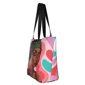 African American Women Tote Bag Shoulder Handbag For Work Travel Business Shopping School Gift Bag With Zipper, Inner Pocket