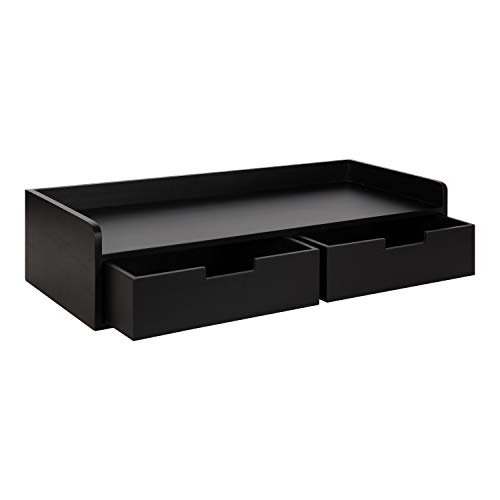 Kate and Laurel Kitt Modern Floating Shelf with Drawers, 28 x 12 x 6.5 inches, Black, Chic Floating Storage Console Table or Desk for Wall