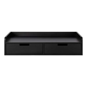 Kate and Laurel Kitt Modern Floating Shelf with Drawers, 28 x 12 x 6.5 inches, Black, Chic Floating Storage Console Table or Desk for Wall